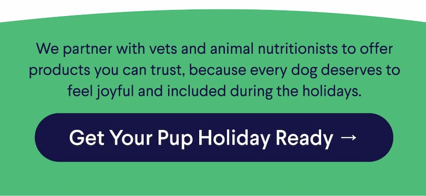 We partner with vets and animal nutritionists to offer products you can trust, because every dog deserves to feel joyful and included during the holidays. CTA: Get Your Pup Holiday Ready →