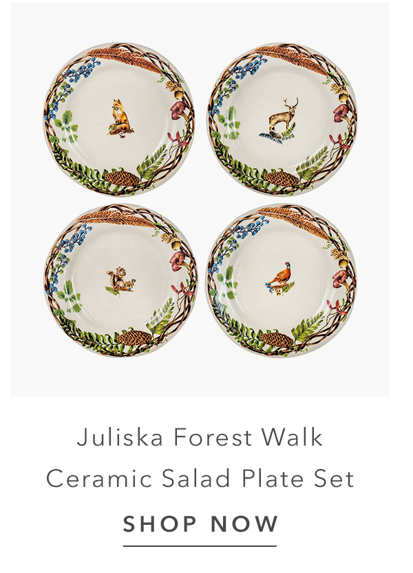  Juliska Forest Walk Animal French Café Au Lait Ceramic Salad Plate - Set of 4