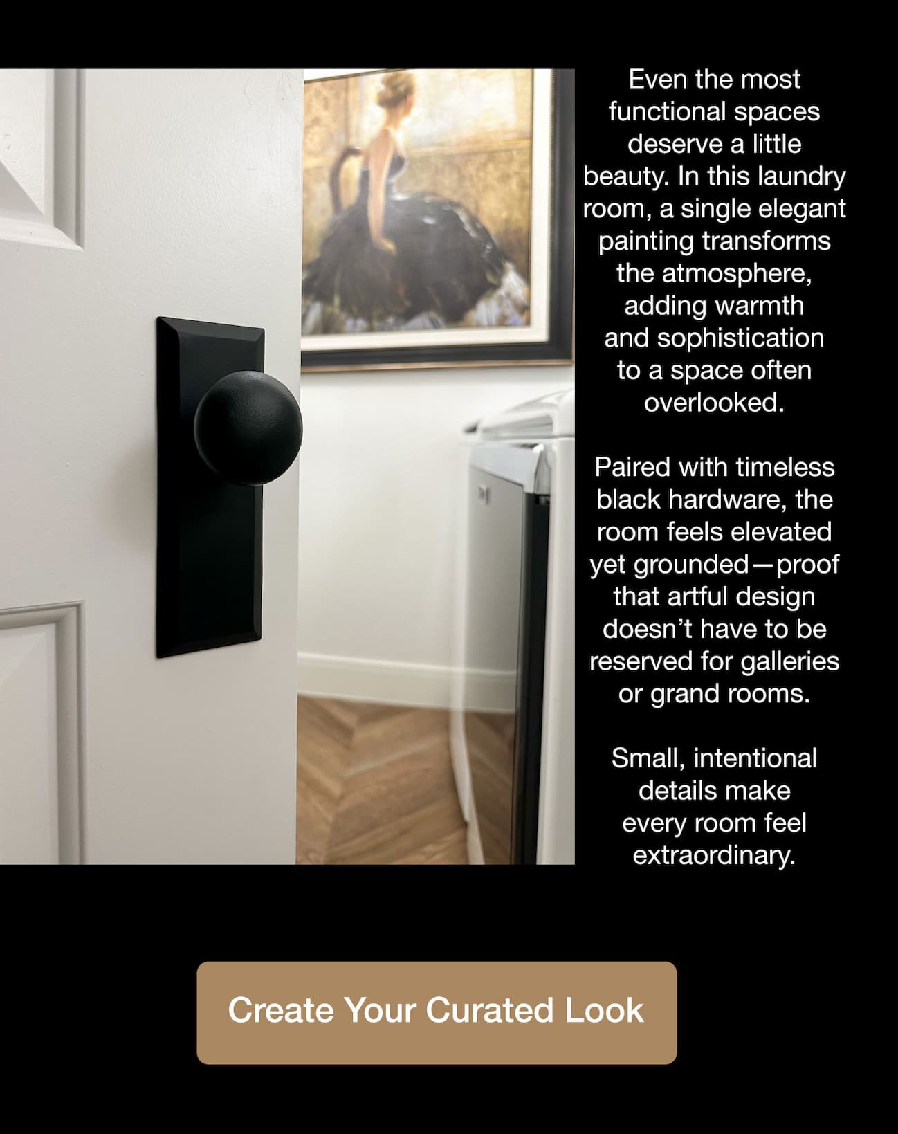 Humble laundry room transformed to artful space