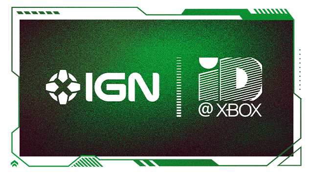 The IGN and ID@Xbox logos on a green and black digital graphic.