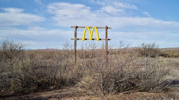 McDonald's sign in scrubland, New Mexico. 