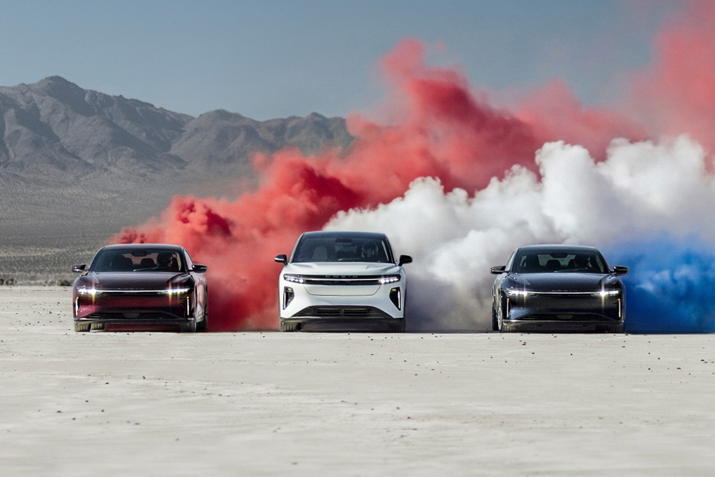 Red, White and Blue Lucid Vehicles