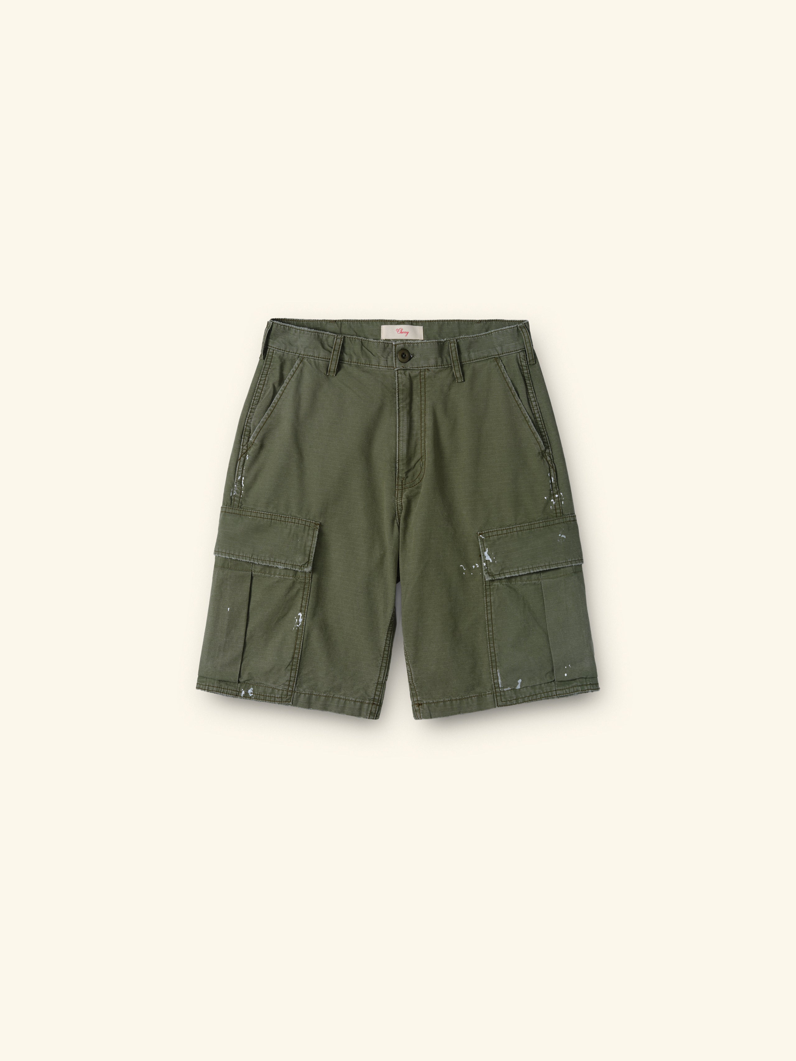 Image of Wide Leg Cargo Shorts (Army Green)