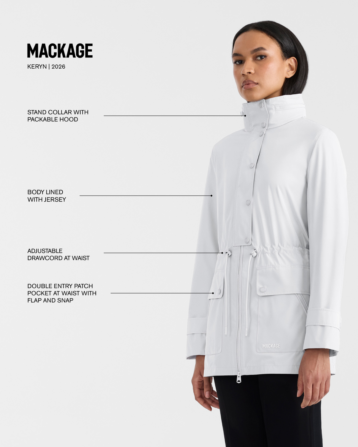 KERYN Medium-Length Rain Jacket