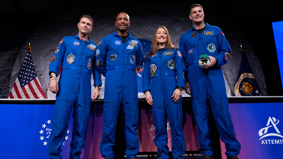 Astronauts pose in a group.