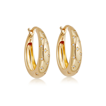Gold Celestial Tiny Star Hoop Earrings