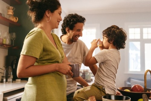 family having breakfast