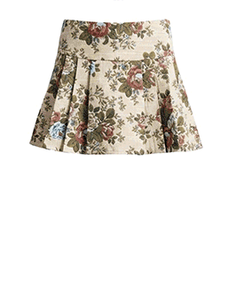 Floral Brocade Pleated Mini Skort