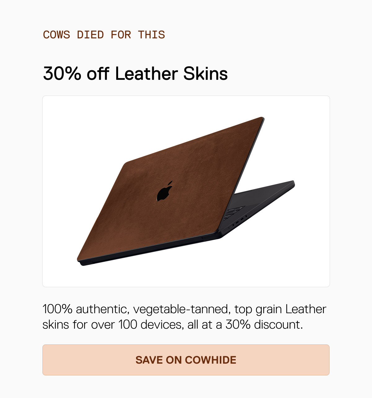 30% off Leather Skins
