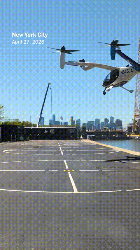 A short video showing Niraj Chokshi, a reporter, and an electric aircraft.