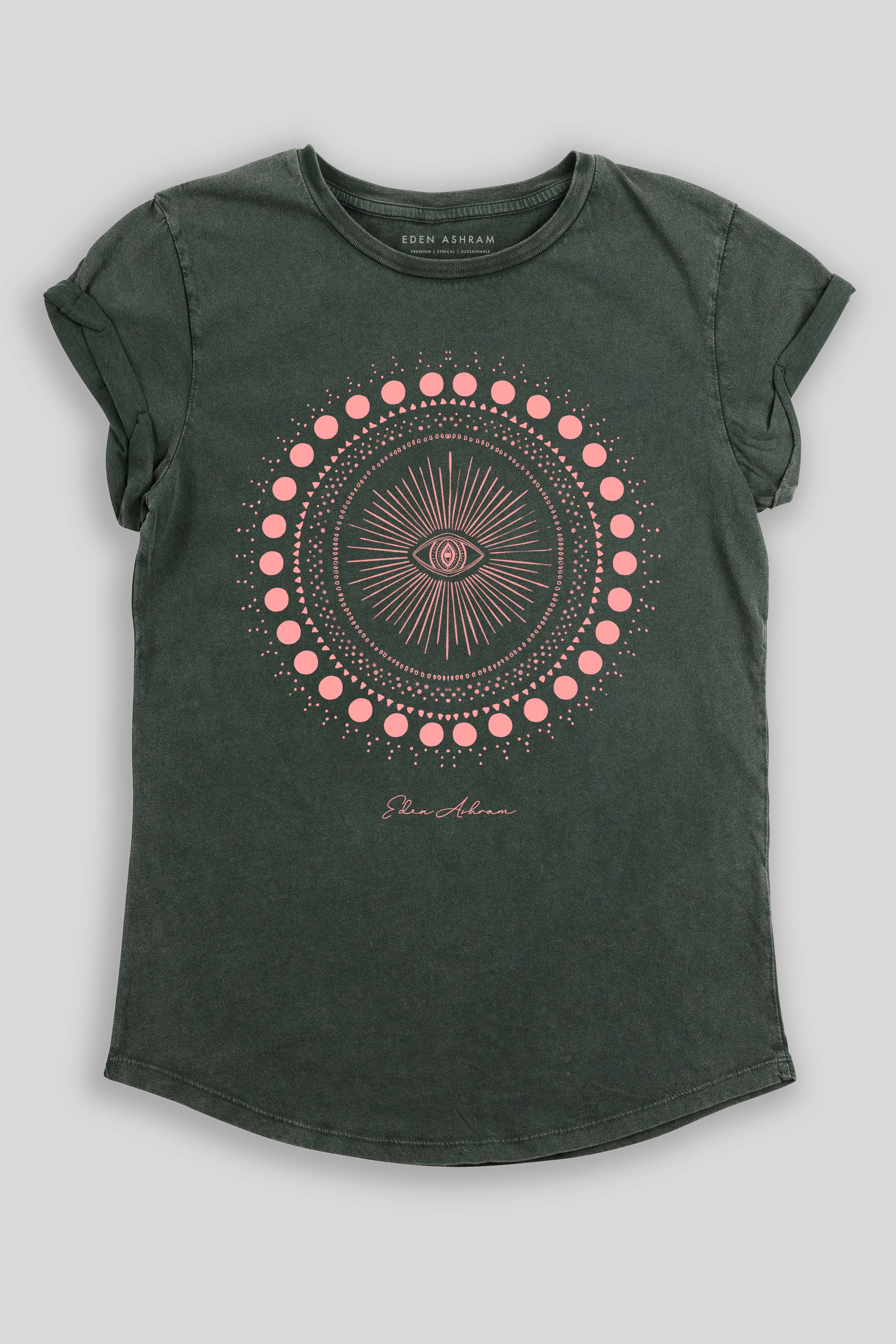 Image of Cosmic Eye Mandala Premium Rolled Sleeve T-Shirt