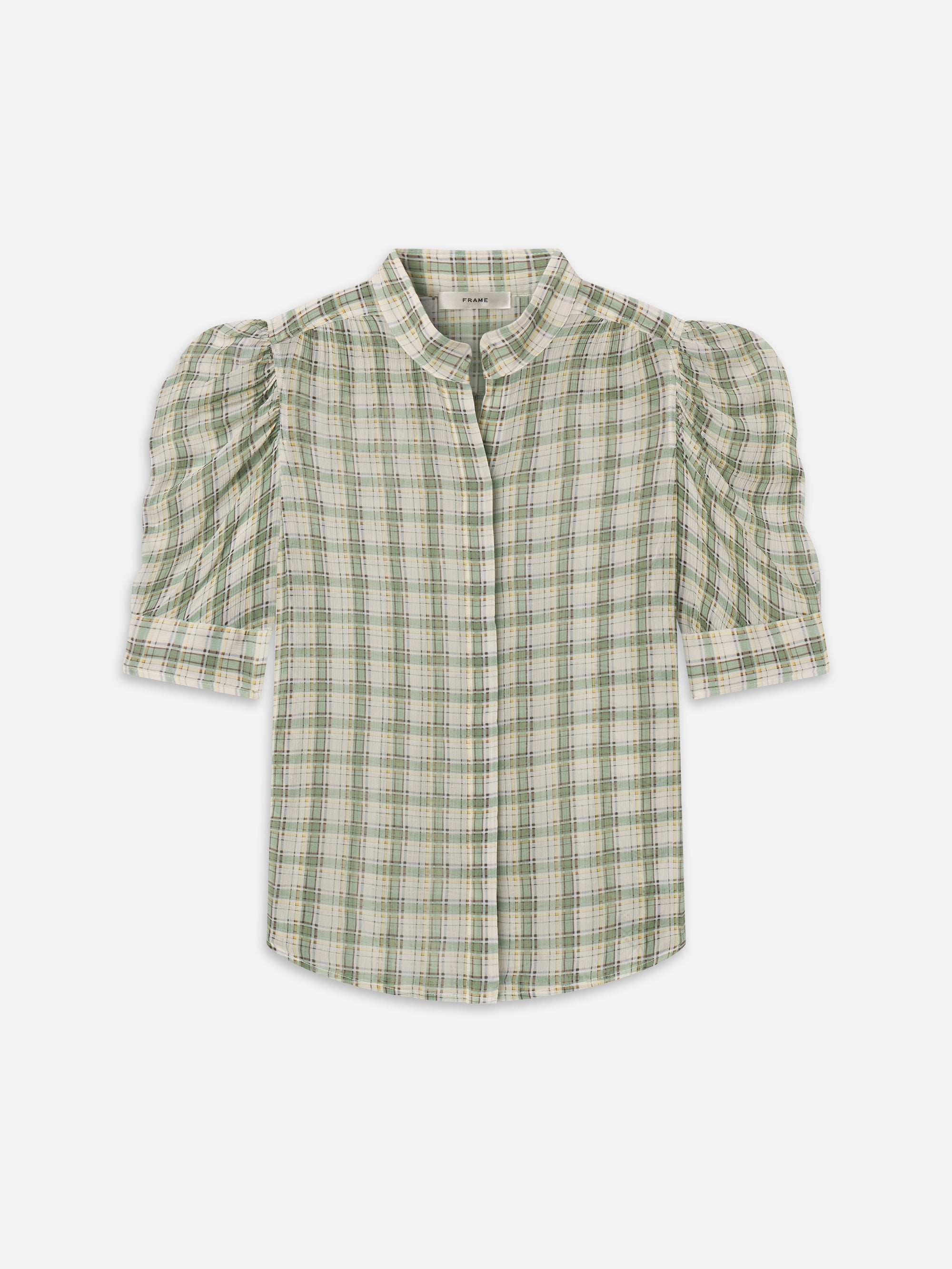 THE GILLIAN TOP IN JADE GREEN PLAID