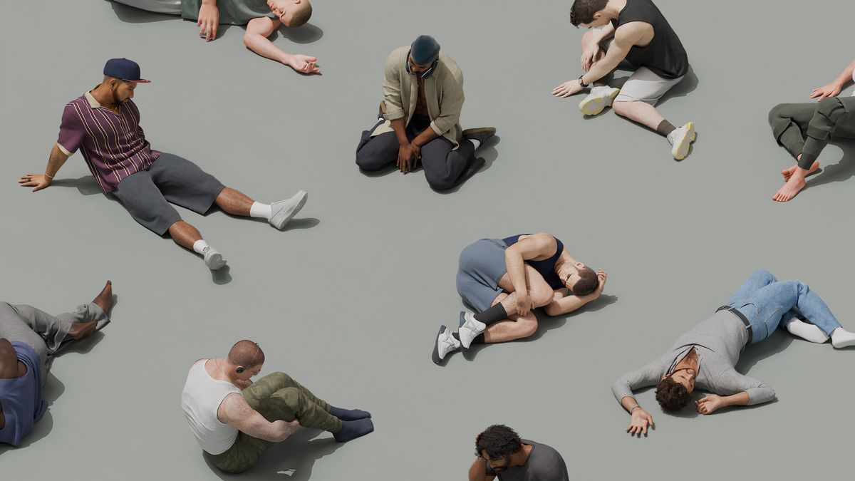 Men laying on the ground