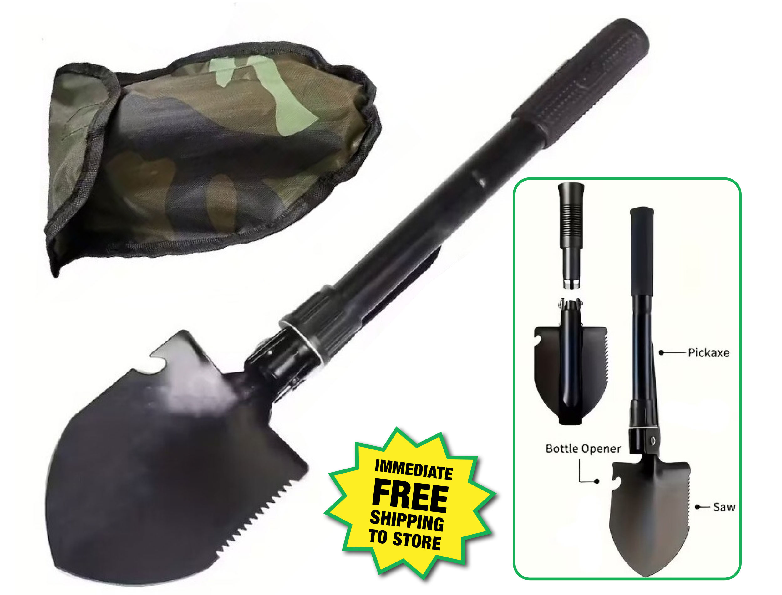 4-in-1 Folding Shovel with Camo Bag - ONLY $3.99 After Rebate*!