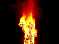 Animation of Big Boy statue on fire.