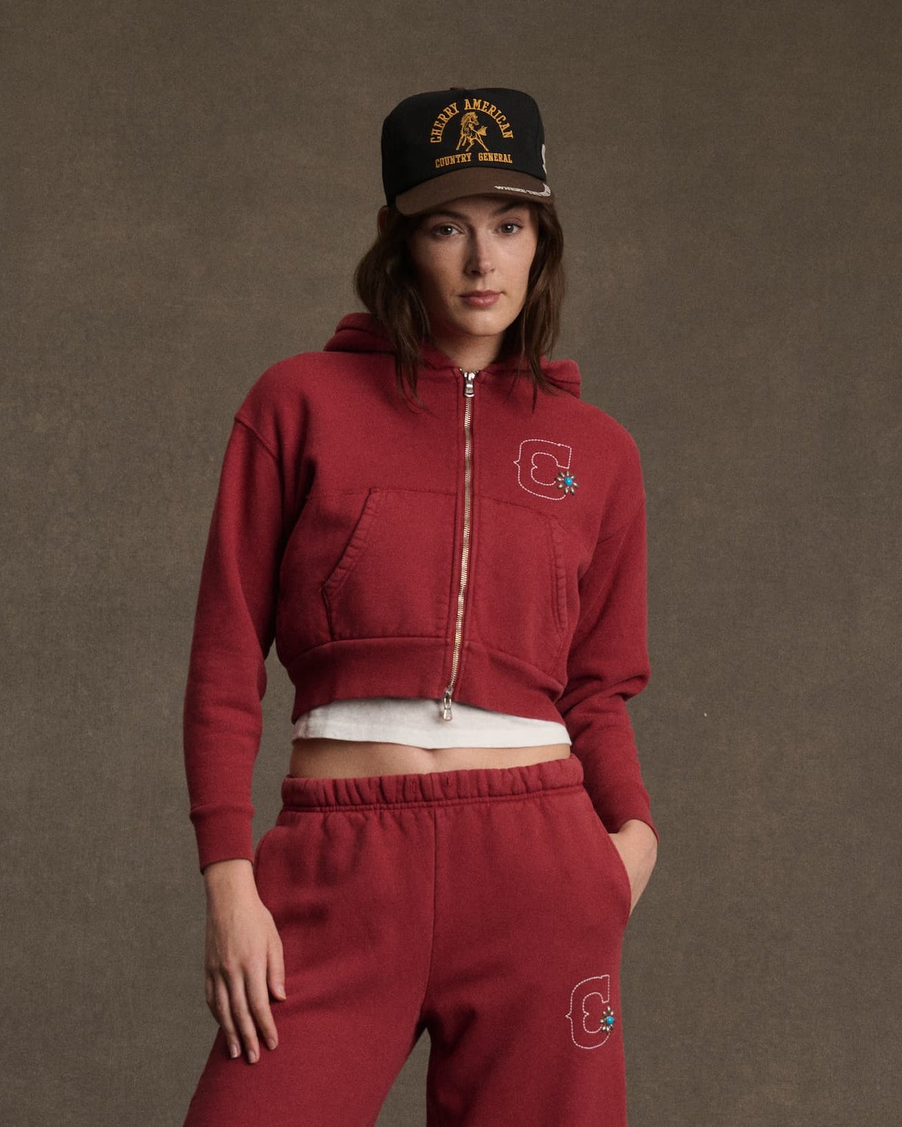 Image of Women's Western Zip Hoodie (Sun Faded Red)