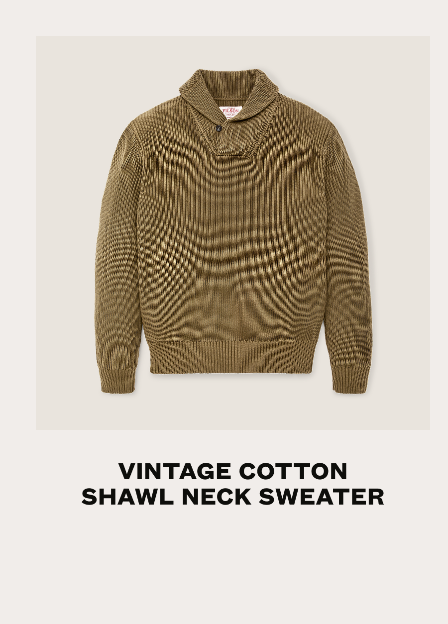 Vintage Cotton Shawl Neck Sweater