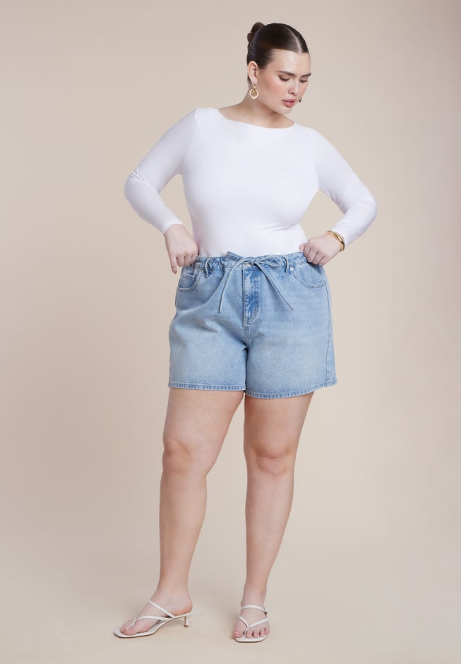 Drawstring Lightweight Denim Short