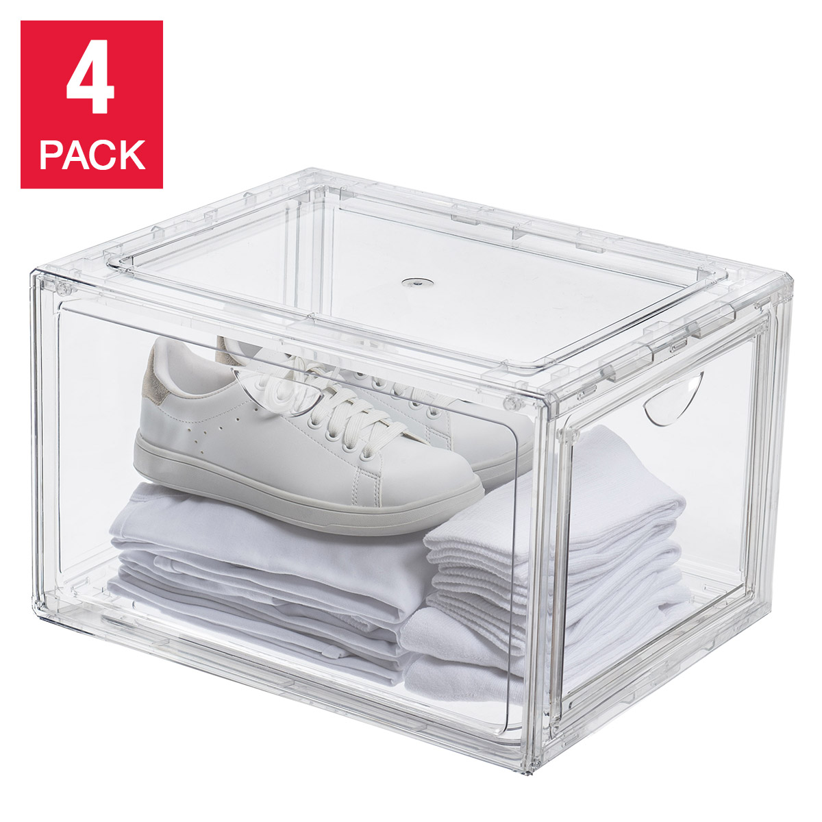 Stackable Shoebox and Organizer, 4-Pack
