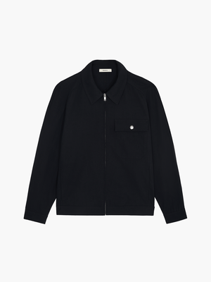 DNA Cotton Linen Harrington Jacket—black