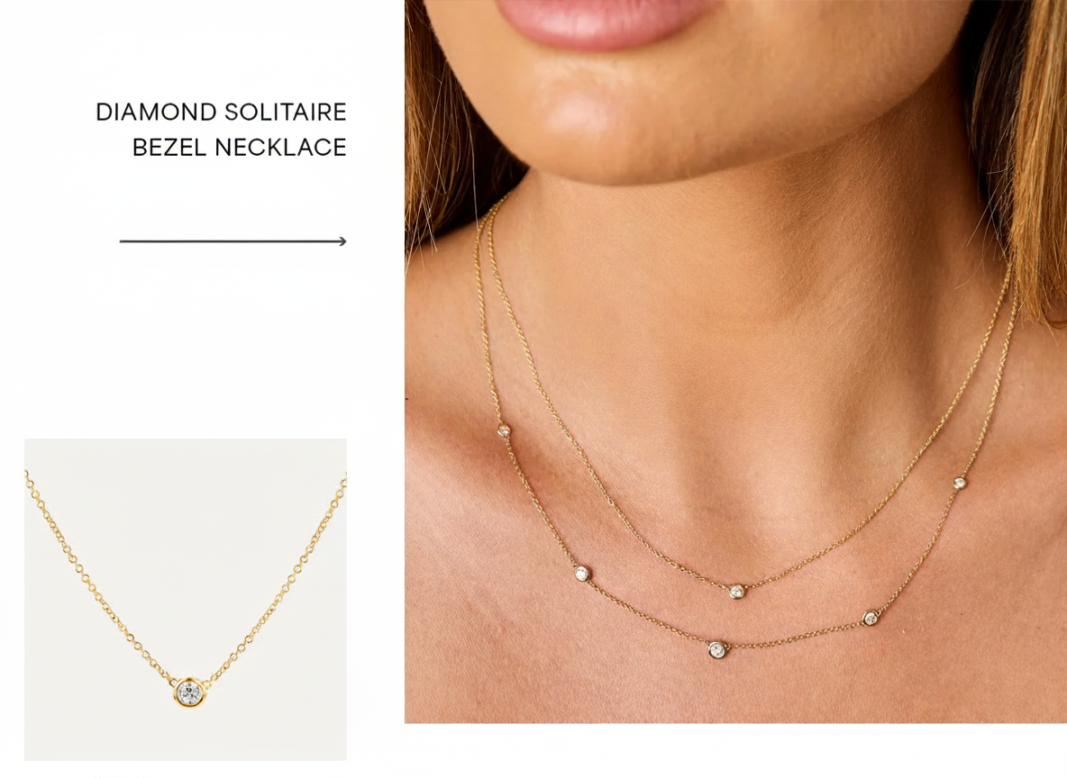 an image of a woman wearing a diamond necklace and a diamond necklace