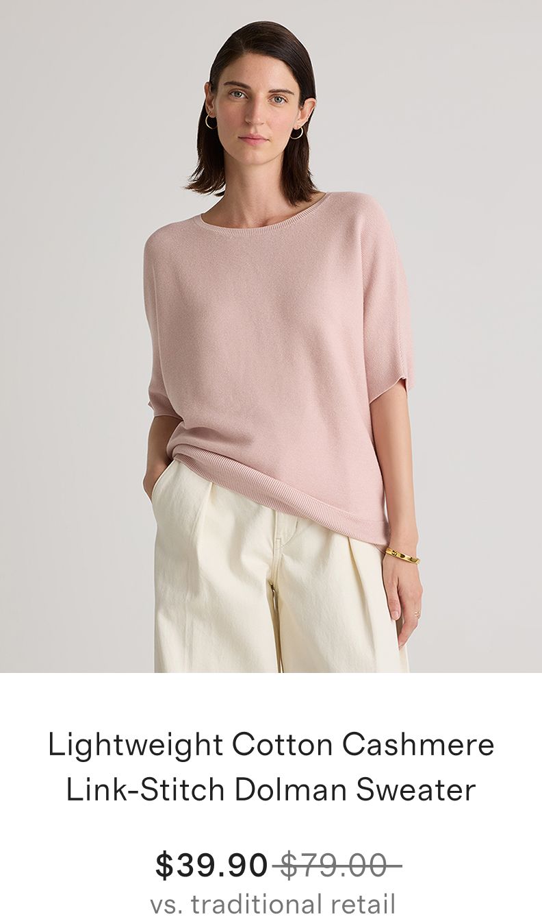 Lightweight Cotton Cashmere Link-Stitch Dolman Sweater 