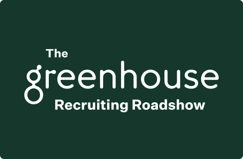 Image-of-Greenhouse-Recruiting-Roadshow-lockup-on-evergreen-fingerprint