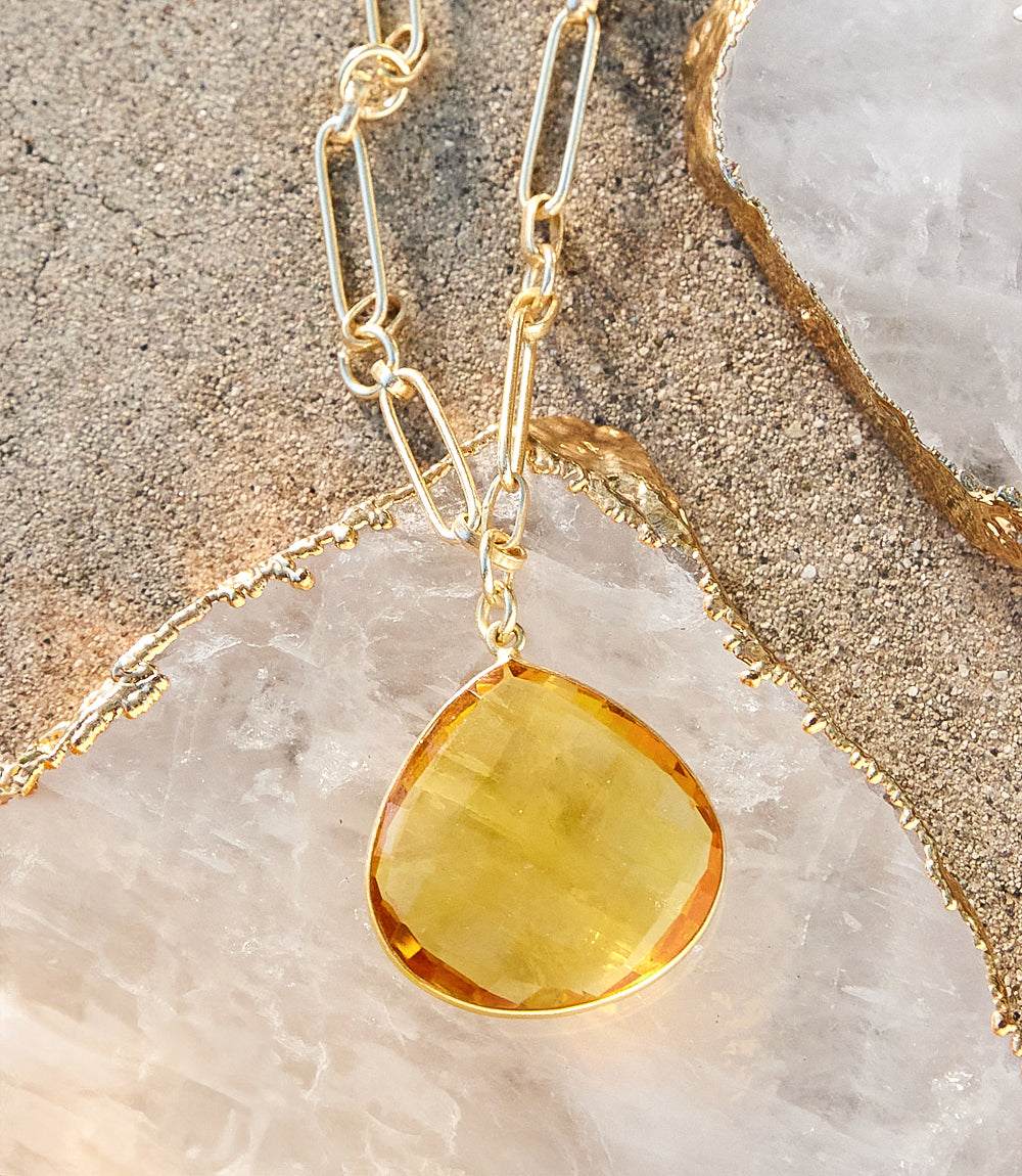 Image of Citrine Quartz Pendant Necklace