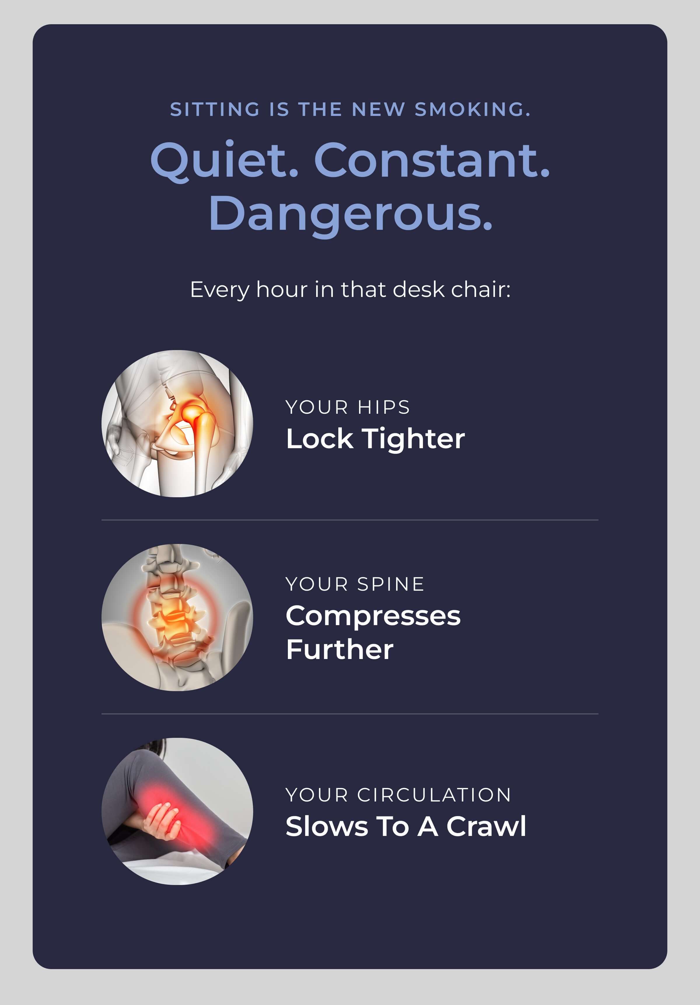 Sitting is the new smoking. Quiet. Constant.&nbsp;Dangerous.