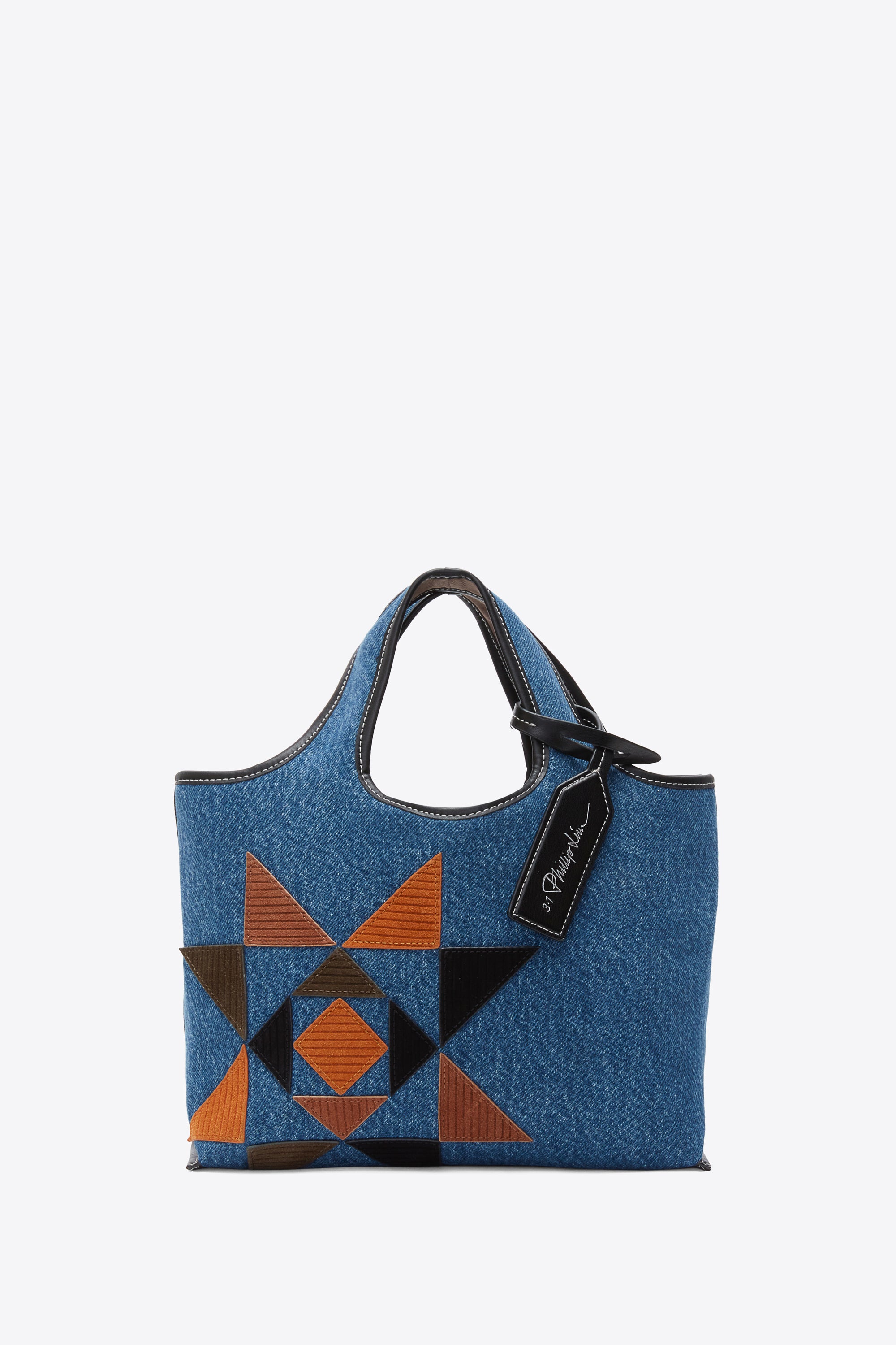 Image of Denim Suede Patch Mini Market Tote