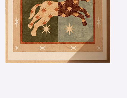 ‘Celestial Horse Two’, Colourful Western Art Print Rodeo Cowgirl Cowboy Poster