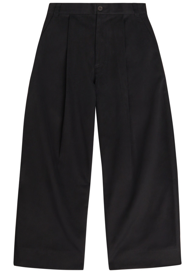 STUDIO NICHOLSON Peached pleated wide-leg cotton-twill trousers