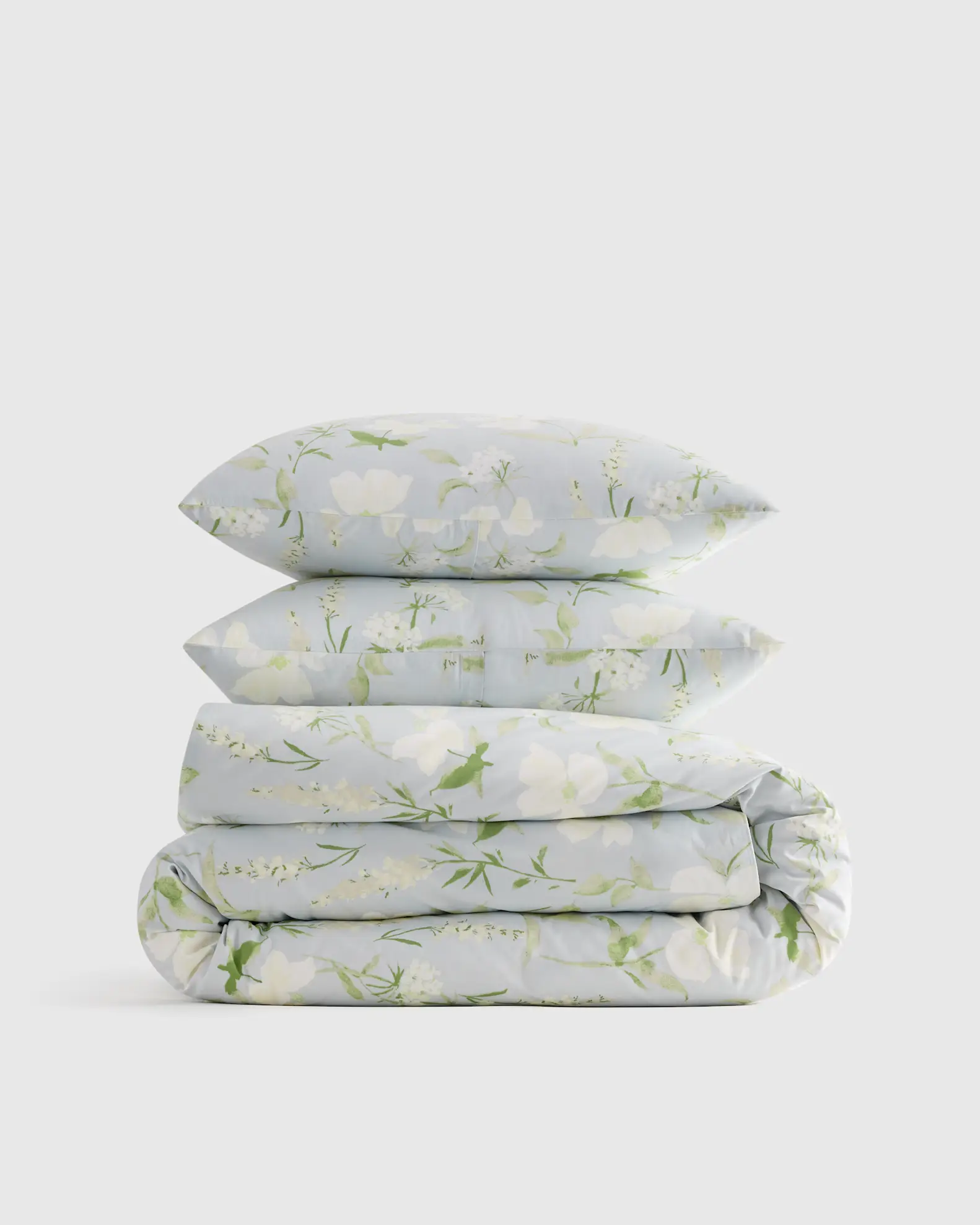 Organic Crisp Percale Floral Duvet Cover Set