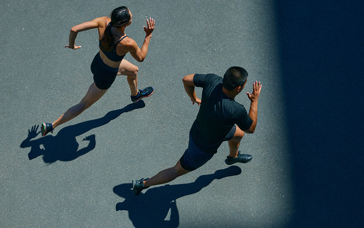 A woman training