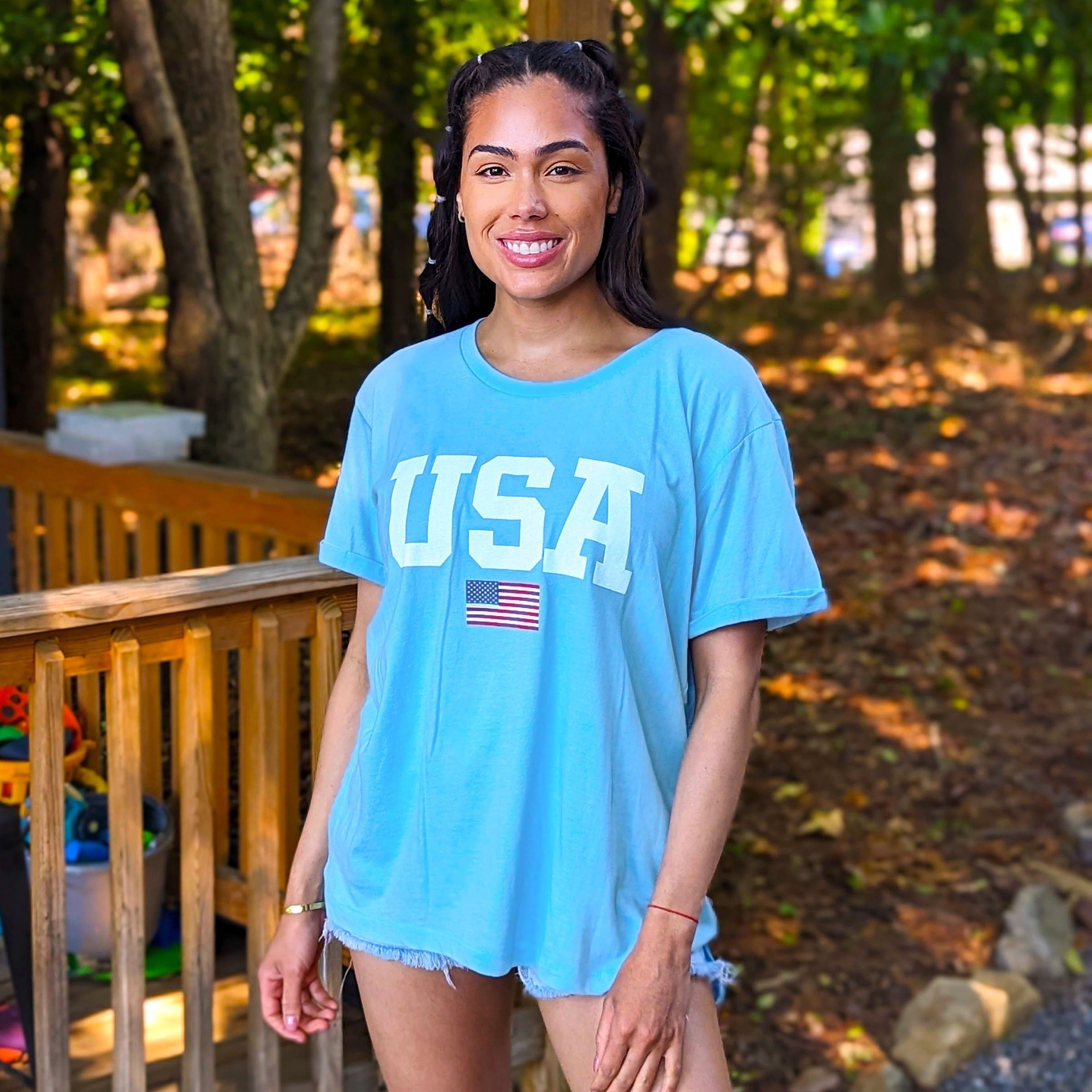 Image of USA Flag Vintage Washed Boyfriend Tee
