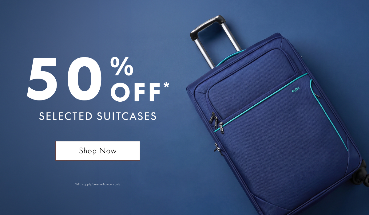 50% off* select suitcases