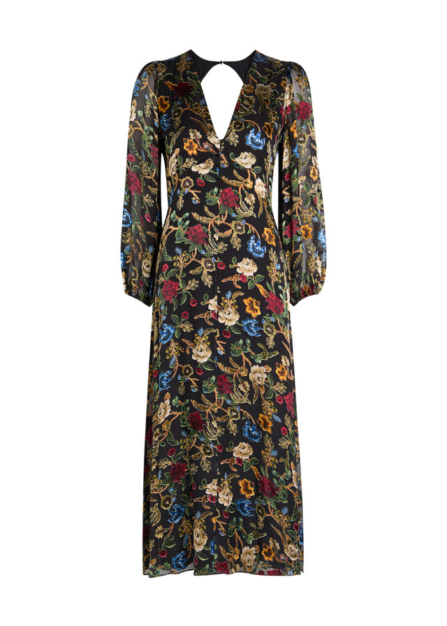 ALICE + OLIVIA Mona floral-devoré chiffon midi dress