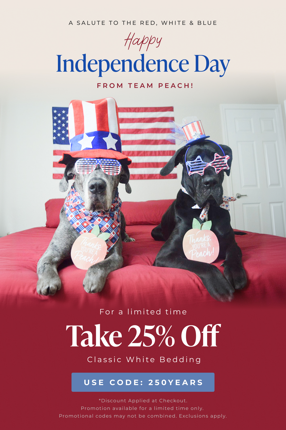 Take 25% Off Classic White Bedding use code: 250YEARS