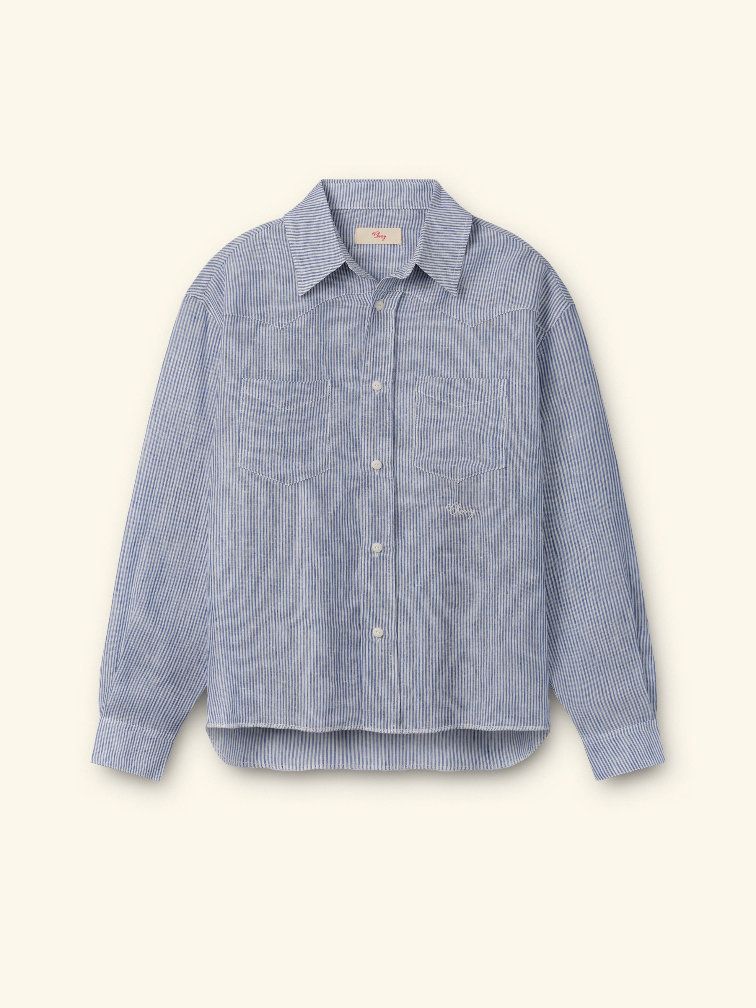 Image of Linen Western Shirt (Blue)