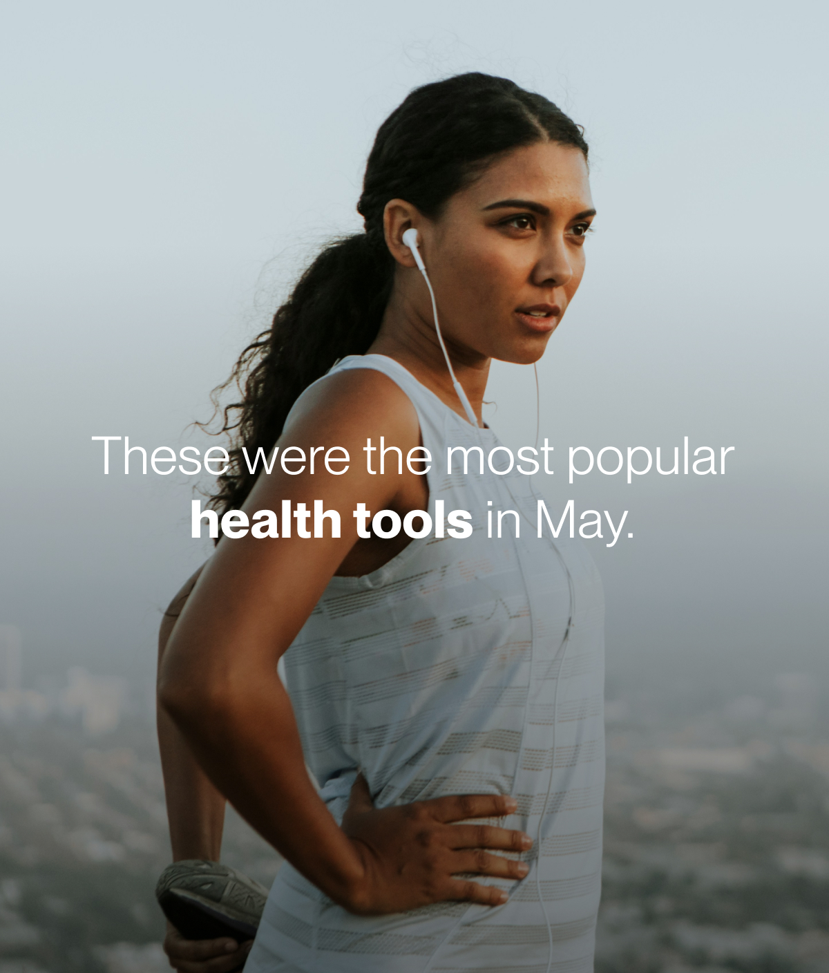 Woman with earbuds in
