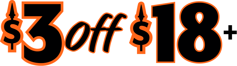 $3 off $18+.
