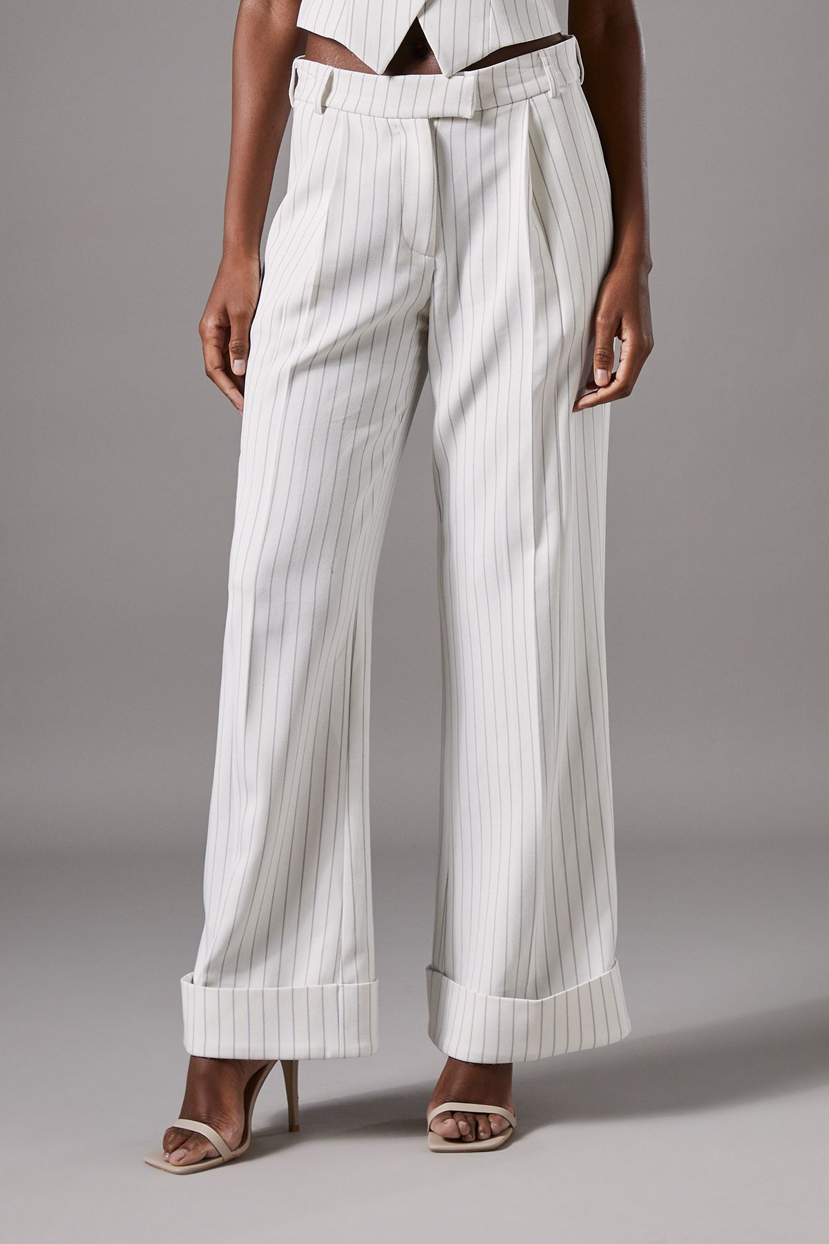 Pinstripe Wide Leg Trousers