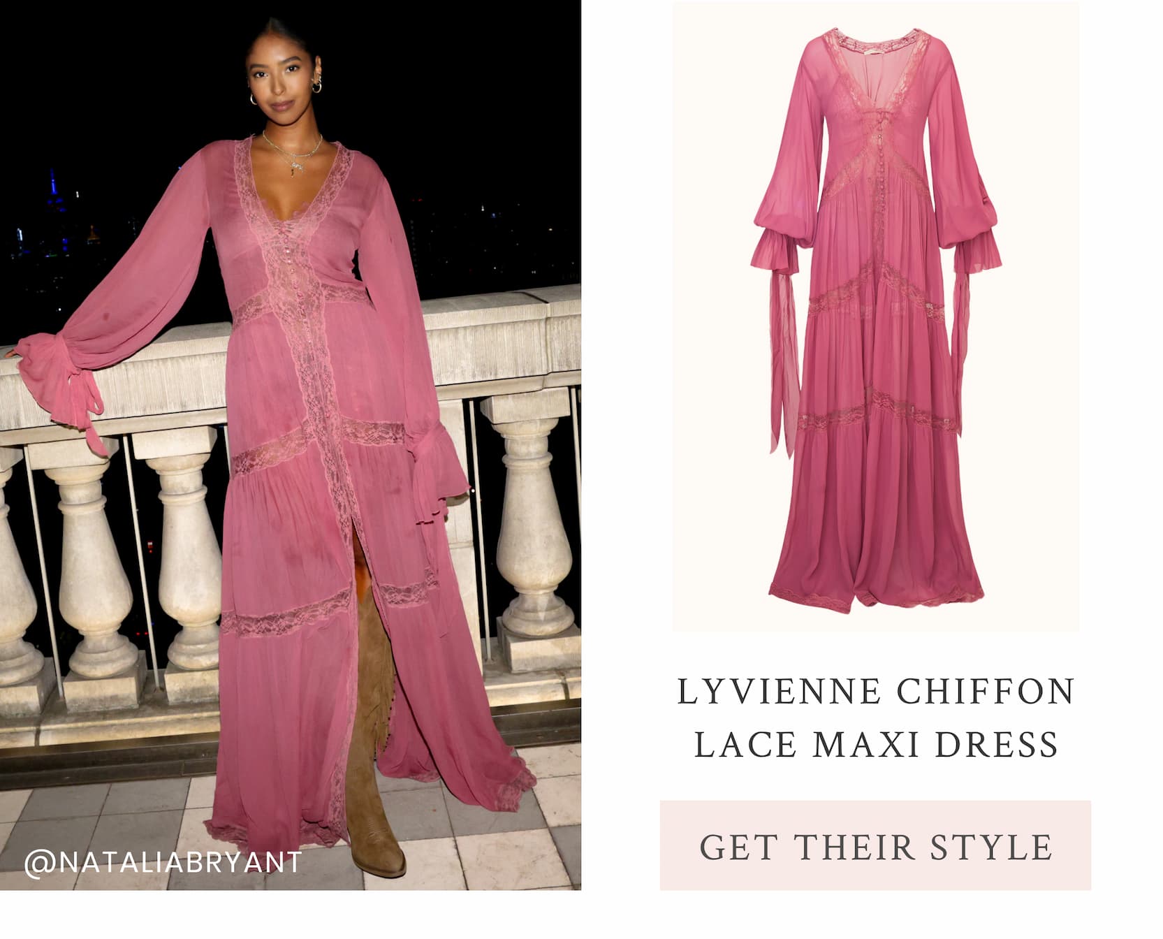 Lyvienne Chiffon Lace Maxi Dress <GET THEIR STYLE>