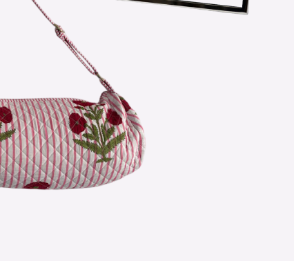 Yoga Mat Bag | Pink Stripe And Flower Print