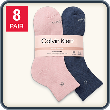 Calvin Klein Women's High Quarter Sock, 8-Pair