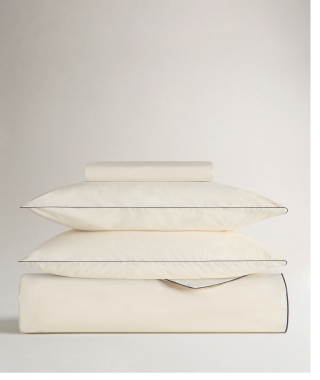 Buttermilk Black Piping Duvet Set