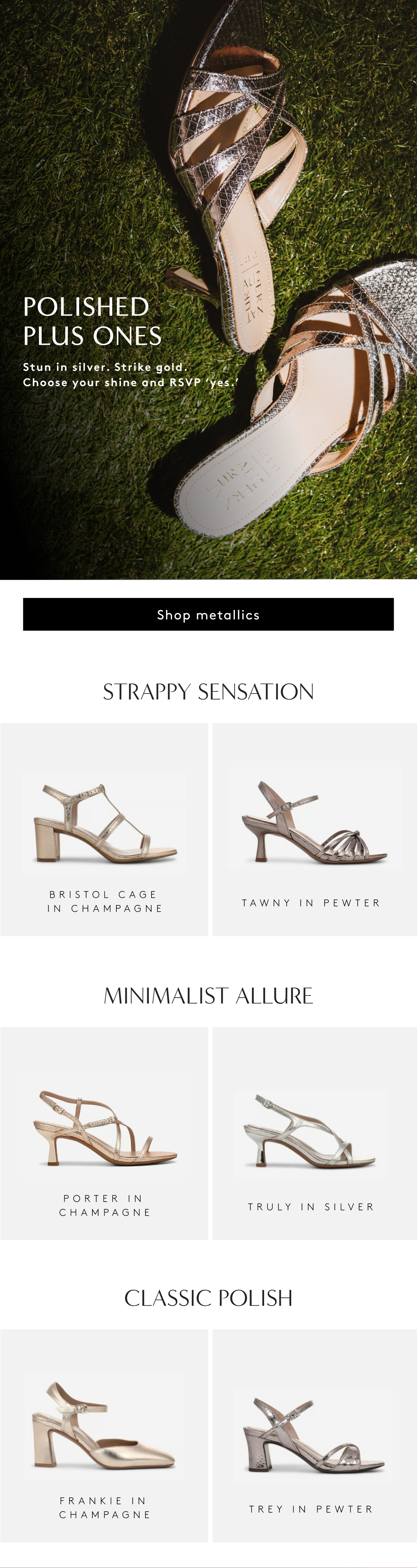 Polished Plus Ones - Stun In Silver. Strike Gold. Choose Your Shine And RSVP 'Yes.' | Shop Metallics