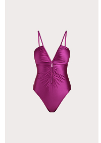 Earth Goddess Plunge Keyhole One Piece - Berry
