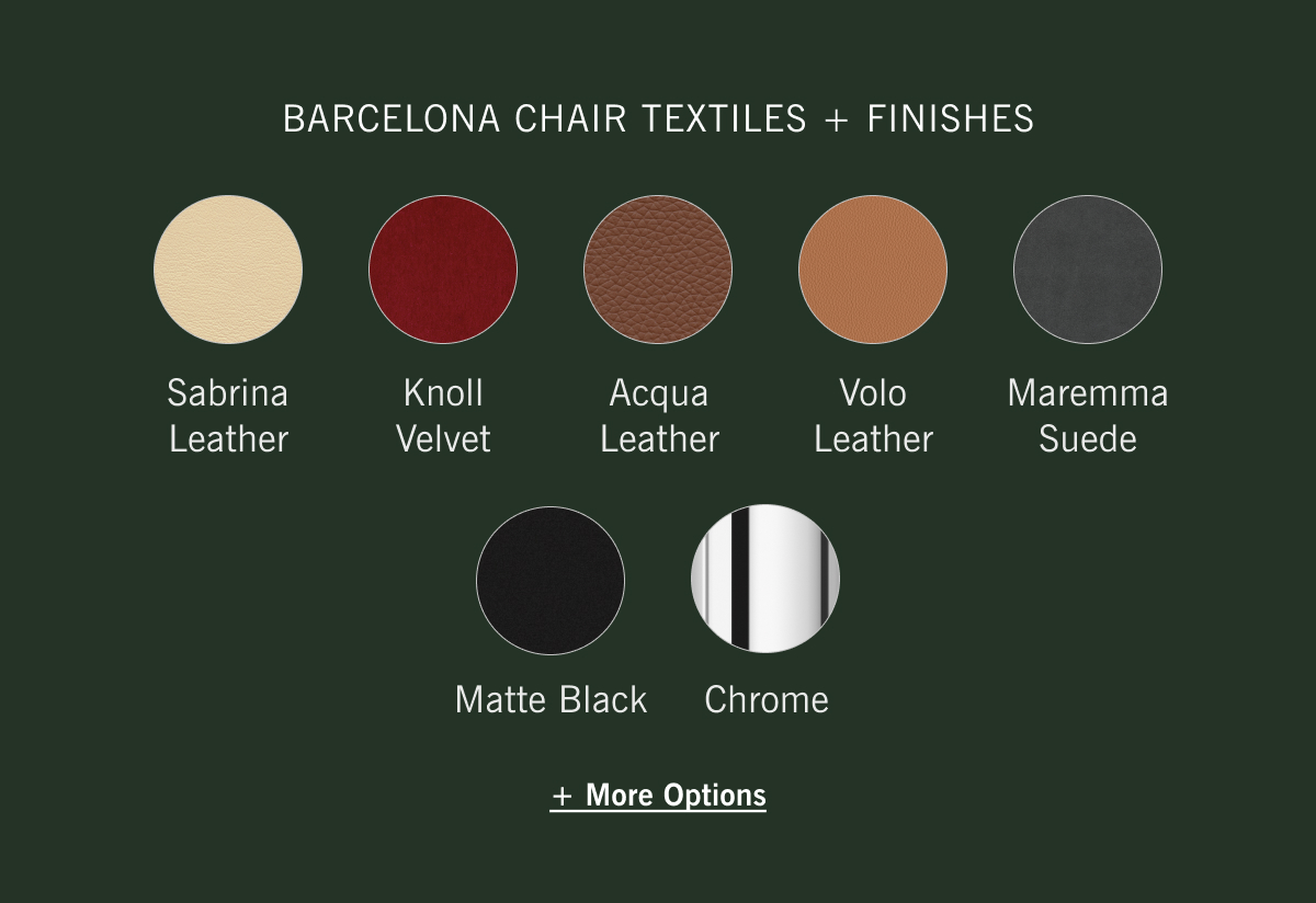 Barcelona CHAIR textiles + FINISHES