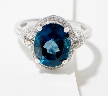 Affinity Gems Oval London Blue Topaz Ring, Sterling Silver